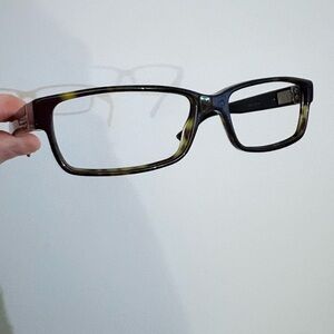 Gucci Green and Brown Tortoiseshell Rectangular Eyeglasses Frames